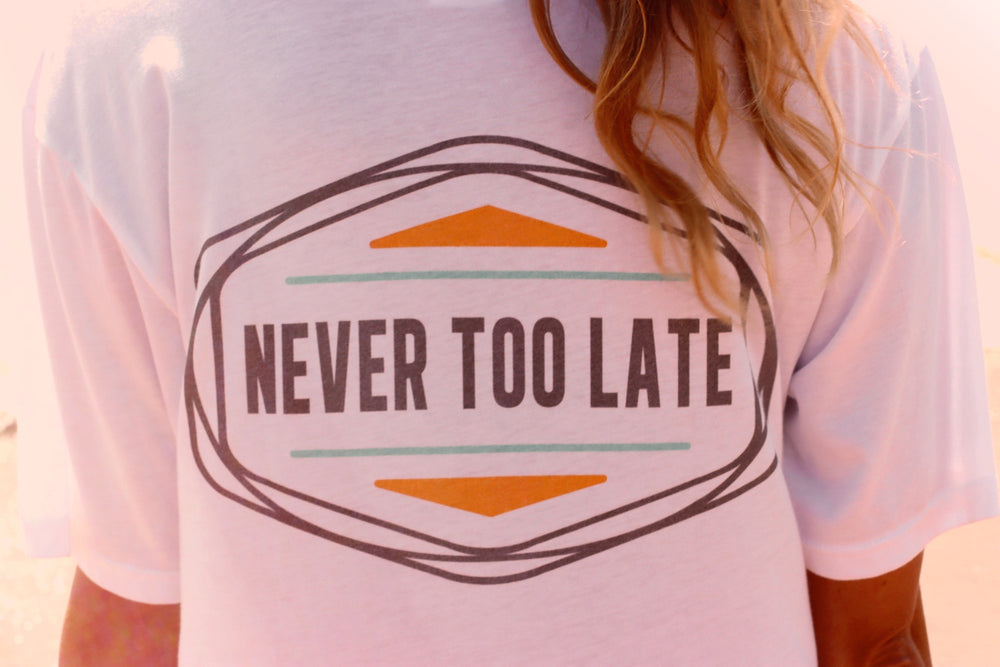 "Never Too Late" Tshirt Dress (White)